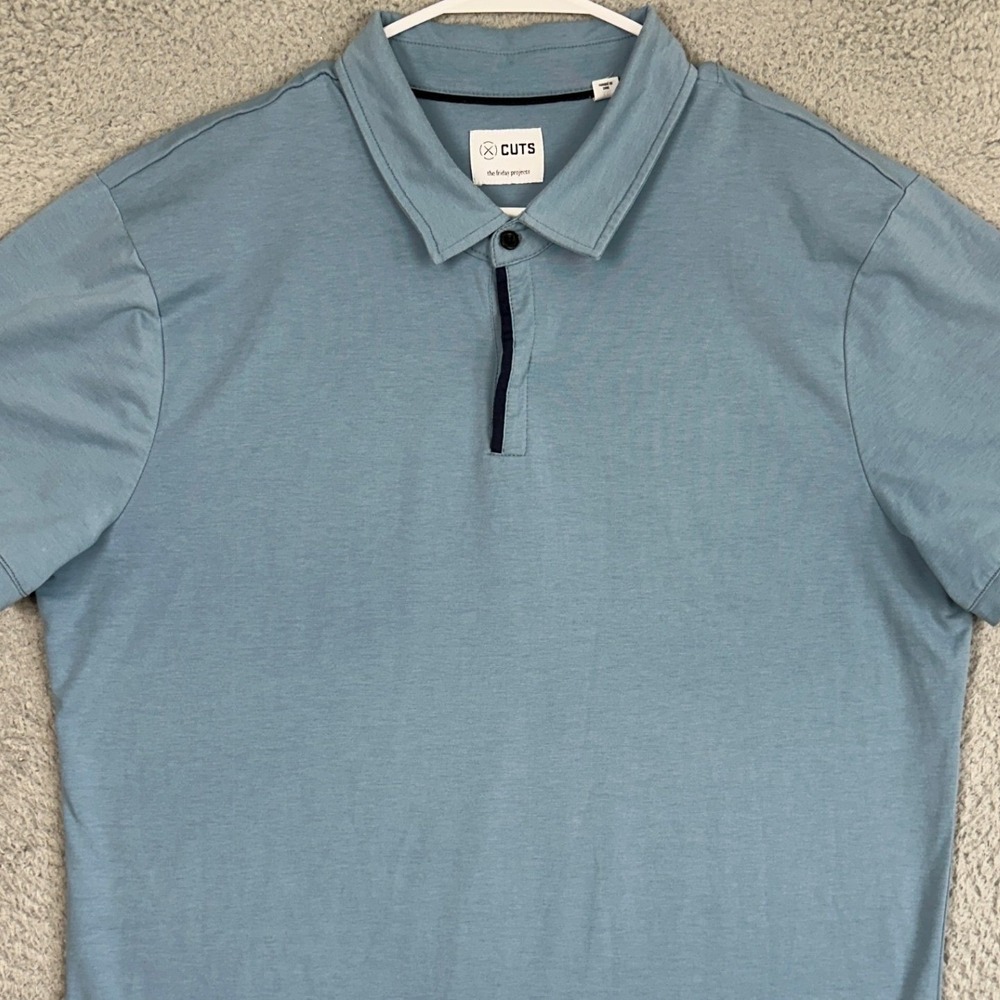 Cuts Polo Shirt Mens 2XL Light Blue The Friday Projects Casual Rugby Stretch‎